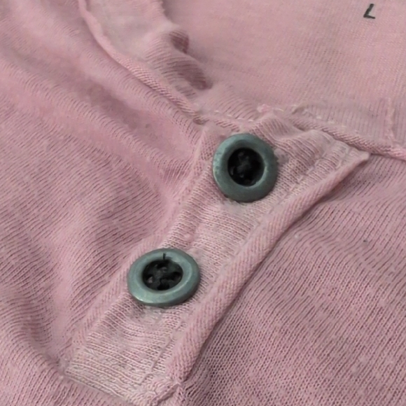 Lucky Brand Venice Burnout Henley T-Shirts Pink and Green Size L x2 - Picture 4 of 5